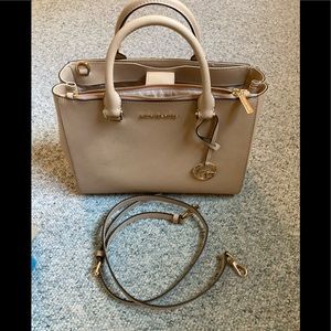 New Michael Kors saffiano leather tan satchel